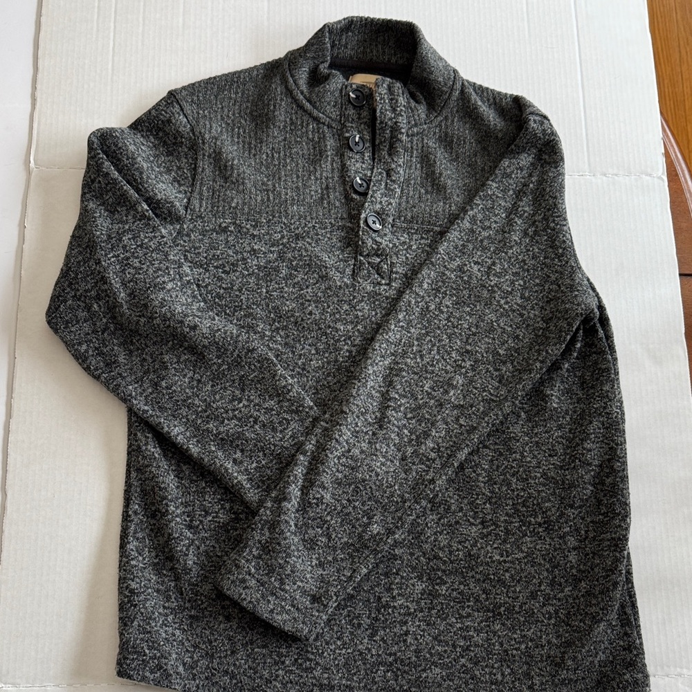 Men's Dark Gray Button-Up Sweater